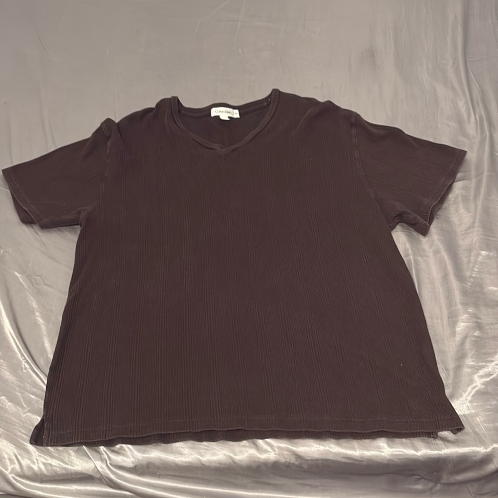 Calvin Klein ribbed cotton stretch V-neck t-shirt